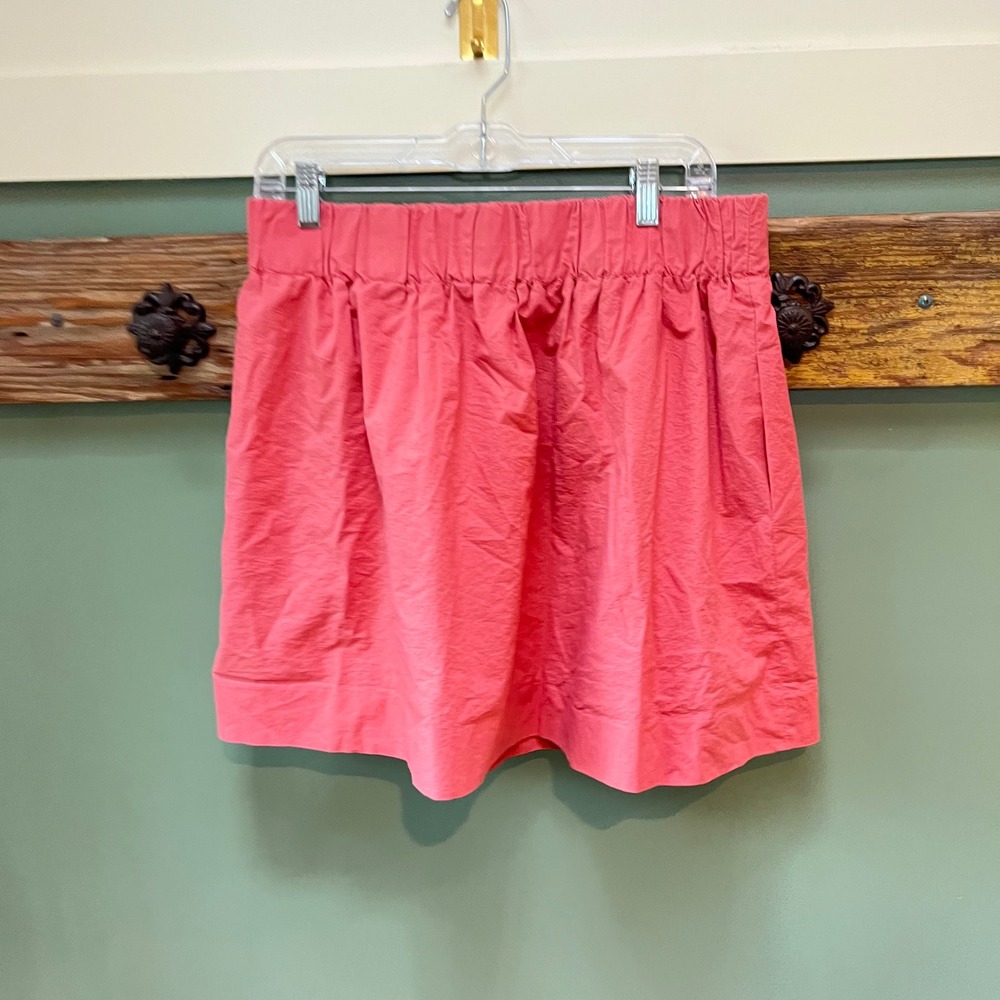 J.Crew Womens Coral Pink Cotton Poplin Elastic Waist Mini Skirt Size 10 RN77388